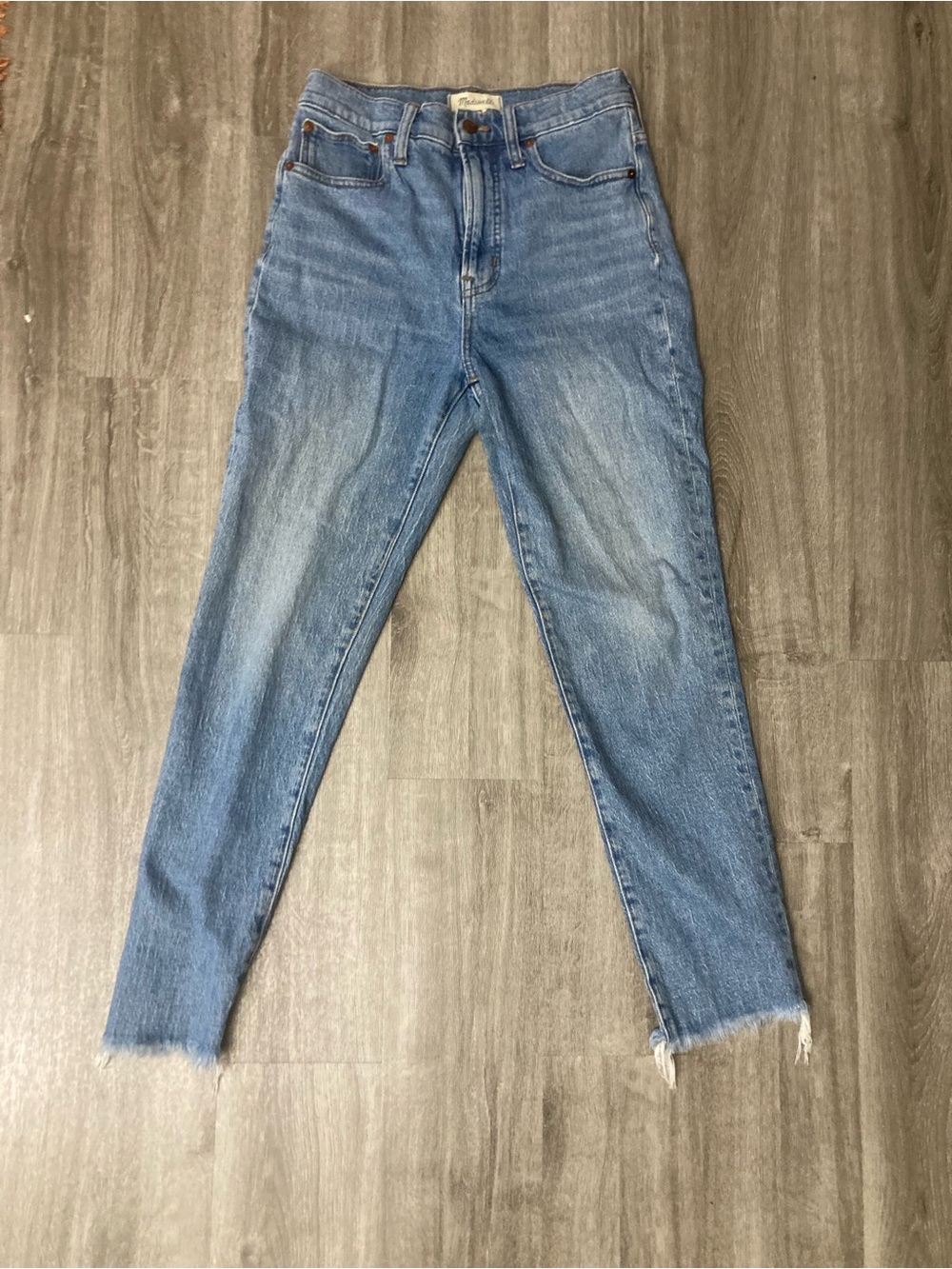 Madewell High-Rise the Perfect vintage Light Blue Straight Jeans with Raw Hem